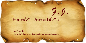 Forró Jeremiás névjegykártya
